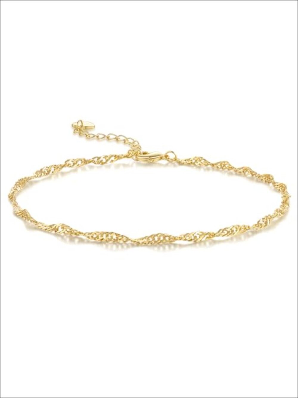 14K Gold Plated Singapore Chain Anklet for Women